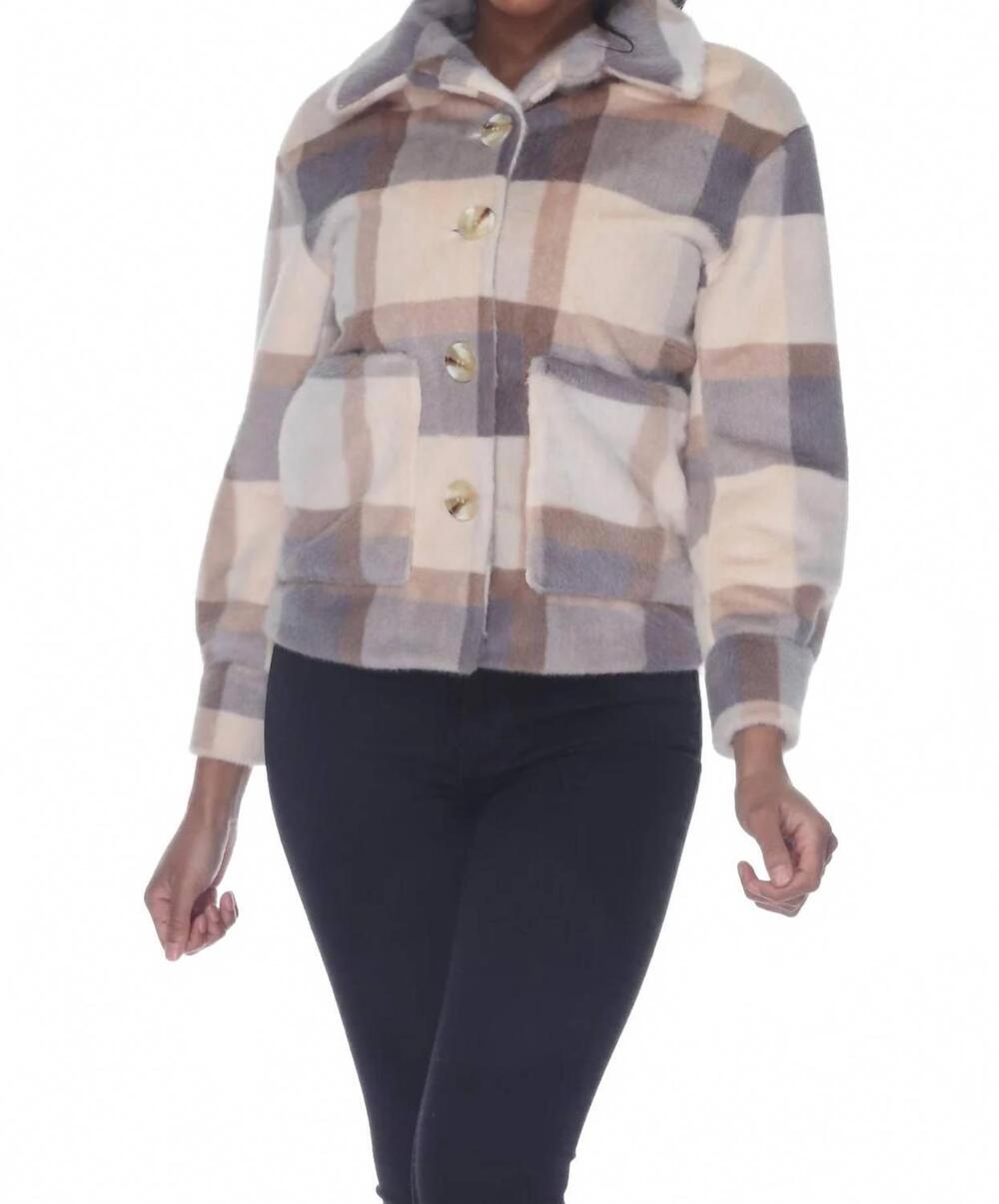 NEW RAIN + ROSE leonie plaid plush coat in multi